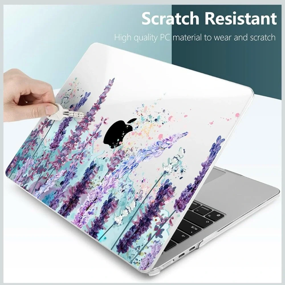 Floral MacBook Case with Purple Keyboard Cover